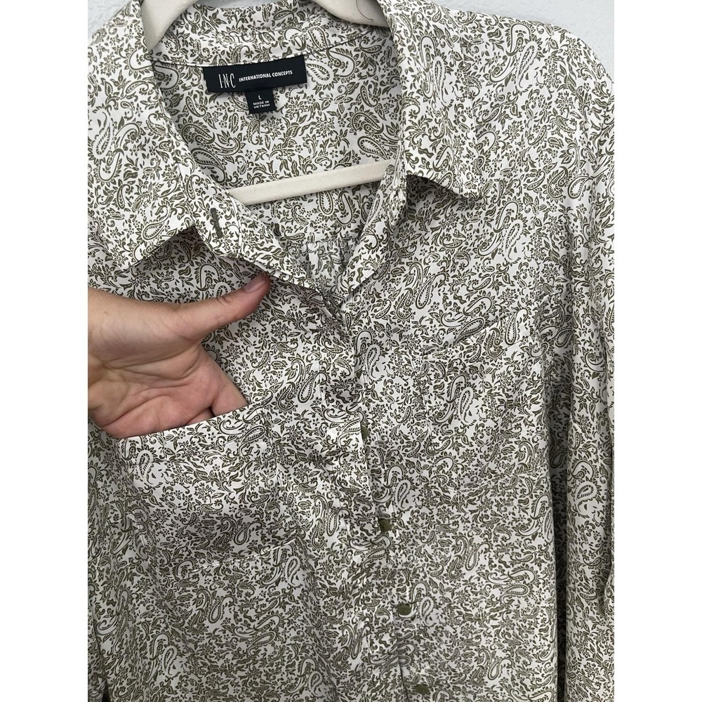 I.N.C International Concepts Paisley Button Up Blouse Top Womans Size L - Picture 4 of 8